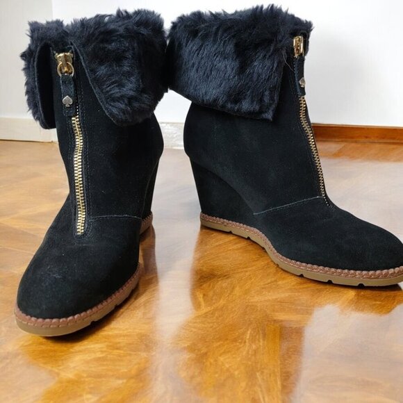 Kate Spade Stasia Black Suede Wedge Boots Size 7 – Luxe & Very Gently Used! - Picture 1 of 9